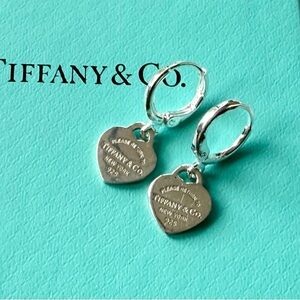 Tiffany & Co. Silver Heart Charm Huggie Hoop Earrings